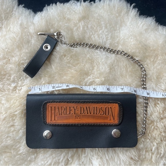 Vintage Harley  Davidson Black Leather Chain Biker Wallet - Picture 13 of 16
